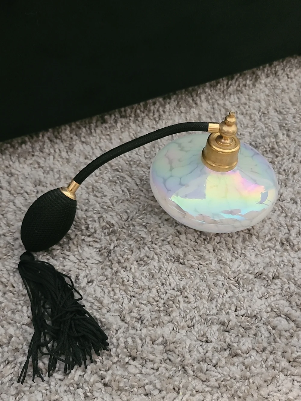 Iridescent Glass Atomizer Bottle with Black Tassel